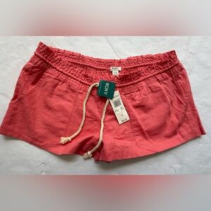 Roxy NWT Oceanside Linen Shorts pink size XXL